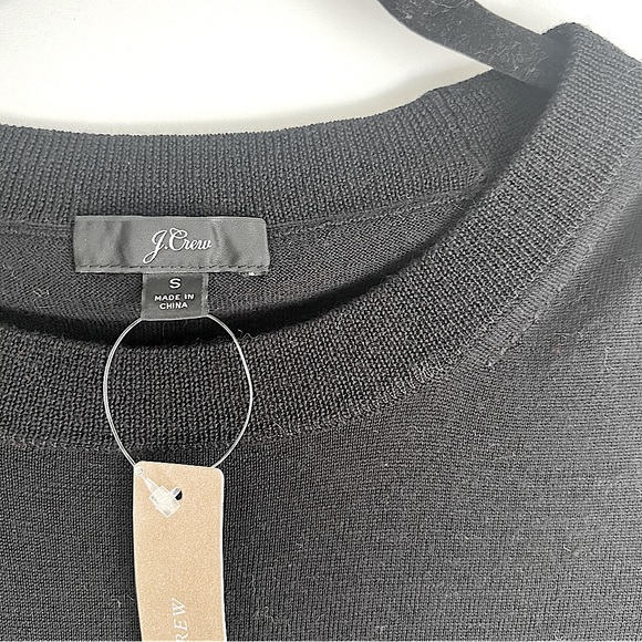 J. Crew Black Fitted Crewneck 3/4 sleeves Sweater in Merino Wool Size Small NWT - Picture 5 of 6